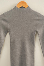 Load image into Gallery viewer, Heather Grey Ribbed Mock Neck Top