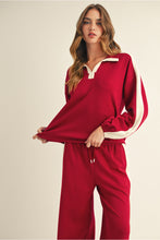 Load image into Gallery viewer, Burgundy Collared Long Sleeve Top