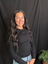 Load image into Gallery viewer, Black Ribbed Fitted Top