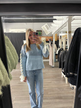 Load image into Gallery viewer, Baby Blue Ribbon Sleeve Sweater