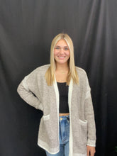 Load image into Gallery viewer, Khaki Cardigan w/Contrast Stitching