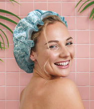 Load image into Gallery viewer, Navy Leaf- Not Your Grandma’s Shower Cap