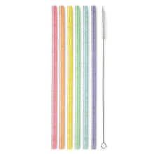 Load image into Gallery viewer, Glitter Rainbow Reusable Straw Set