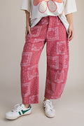 Pale Red Barrel Bandanna Print Pant