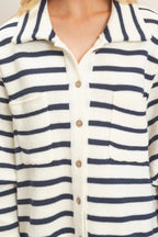 Cream/Navy Stripe Cardigan