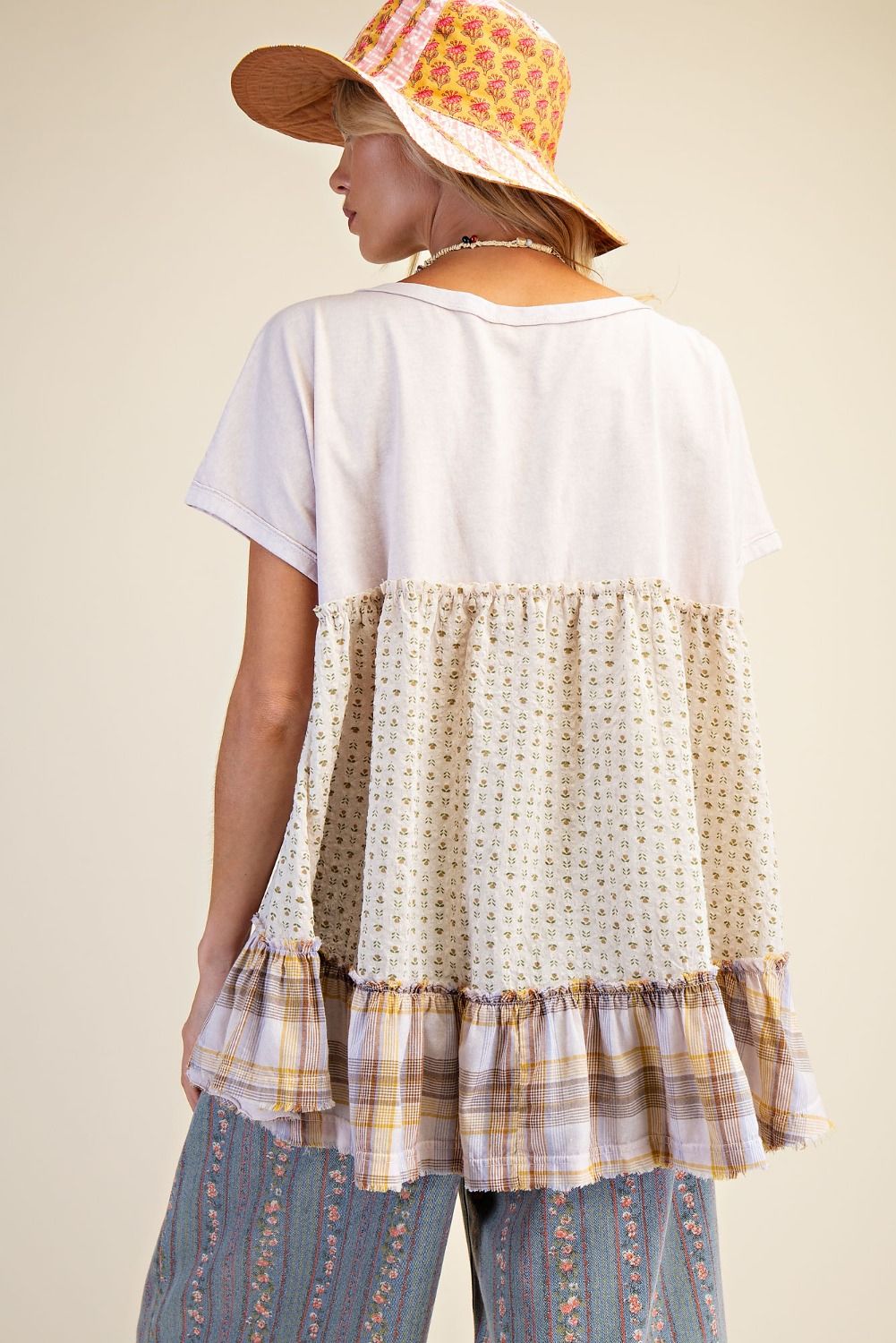 Pale Pink Mixed Print Top