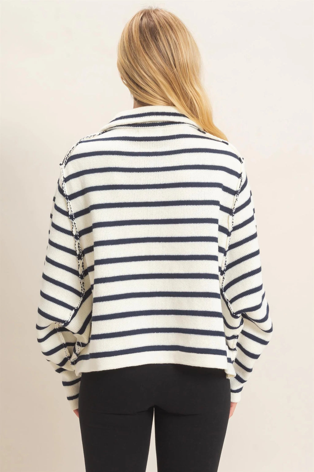 Cream/Navy Stripe Cardigan