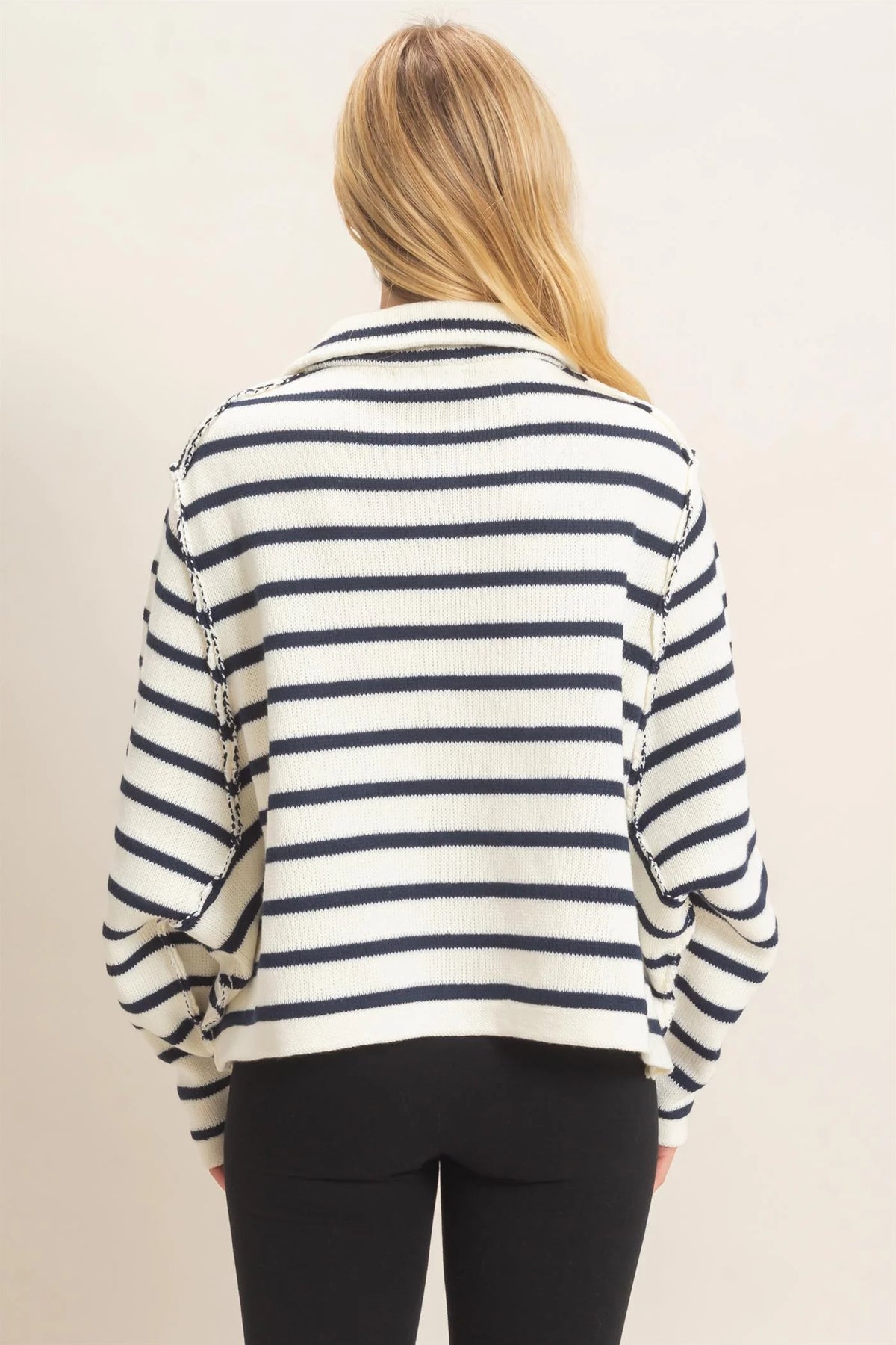 Cream/Navy Stripe Cardigan