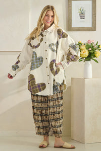 Washed Plaid Heart Button Up