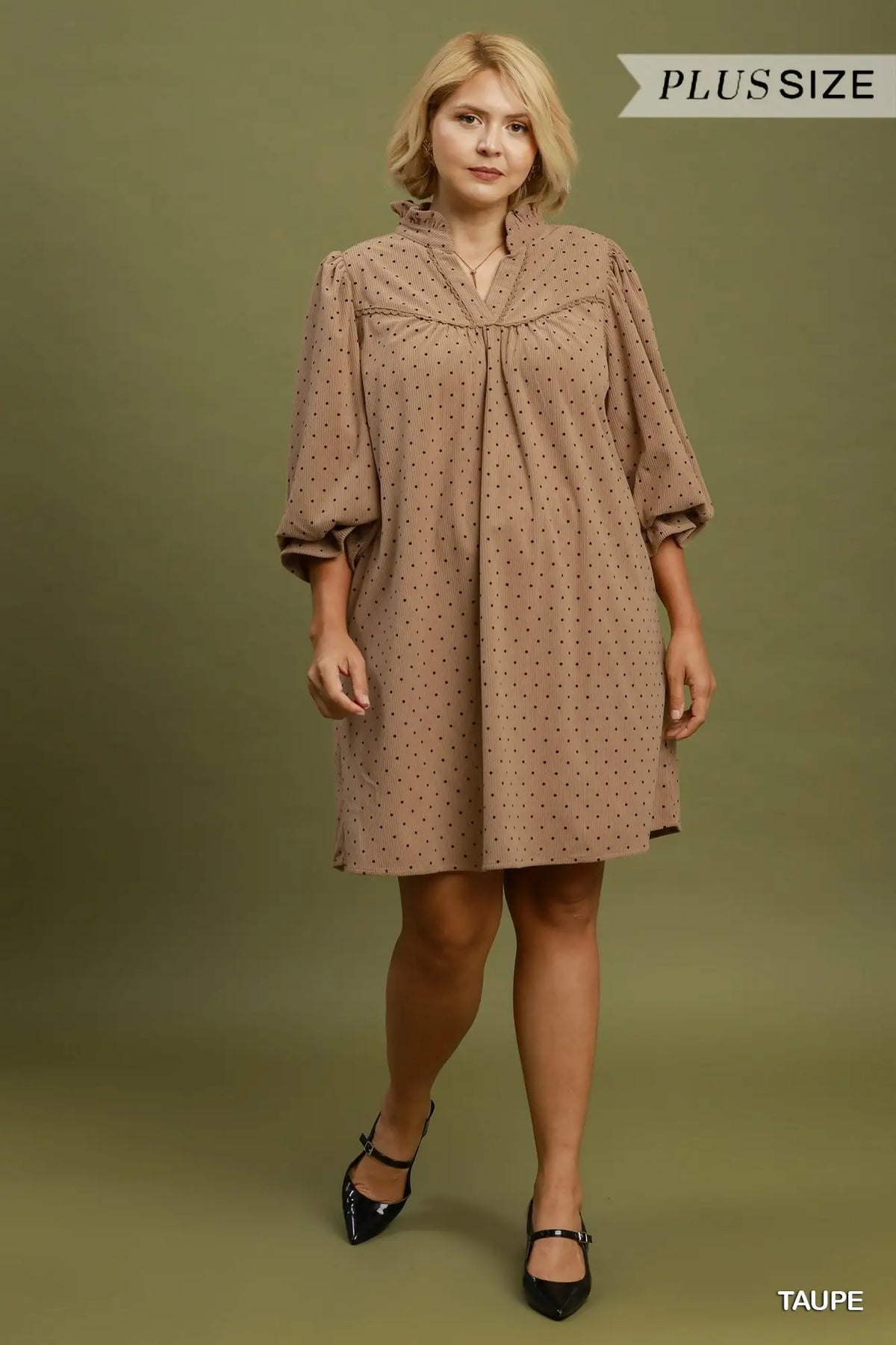 Curvy Taupe Corduroy Dress