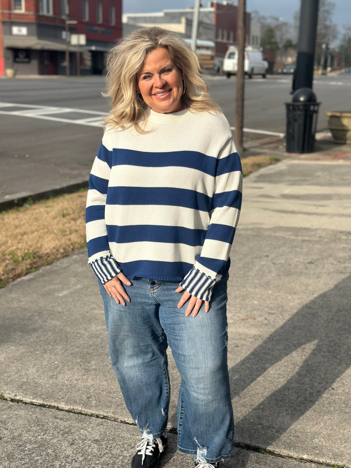 Light Navy Striped Sweater