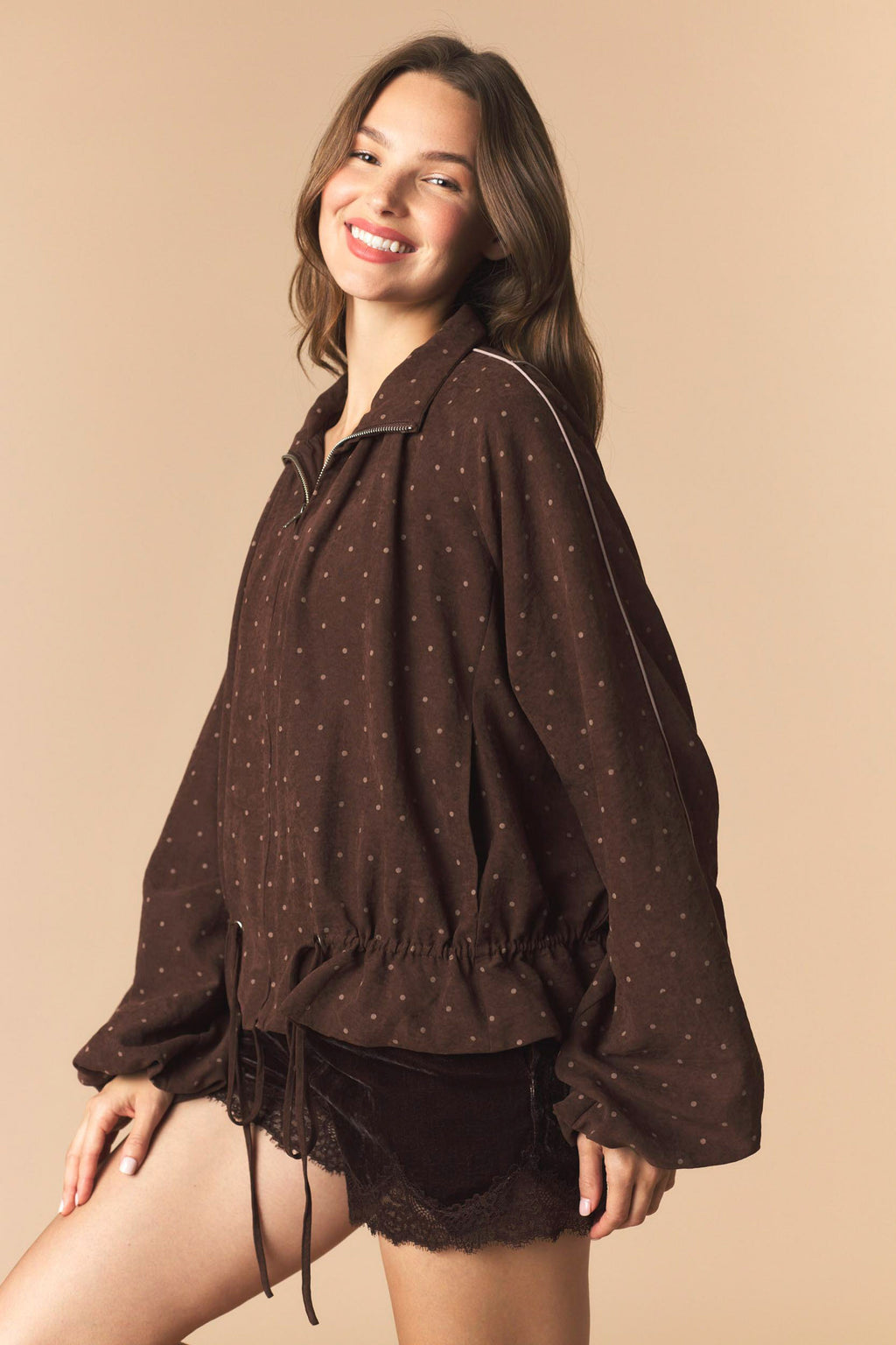 Brown Mini Dot Windbreaker