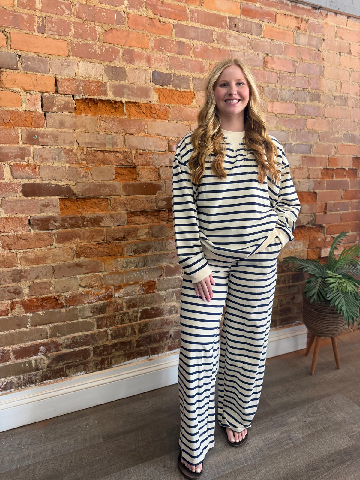 Navy Horizontal Striped Set