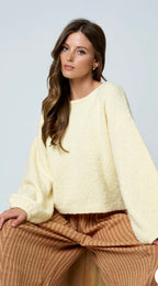 Yellow Long Sleeve Fuzzy Knit Sweater