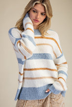 Load image into Gallery viewer, Blue/Tan Multi Stripe Sweater
