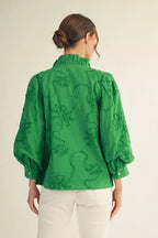 Kelly Green 3D Floral Top