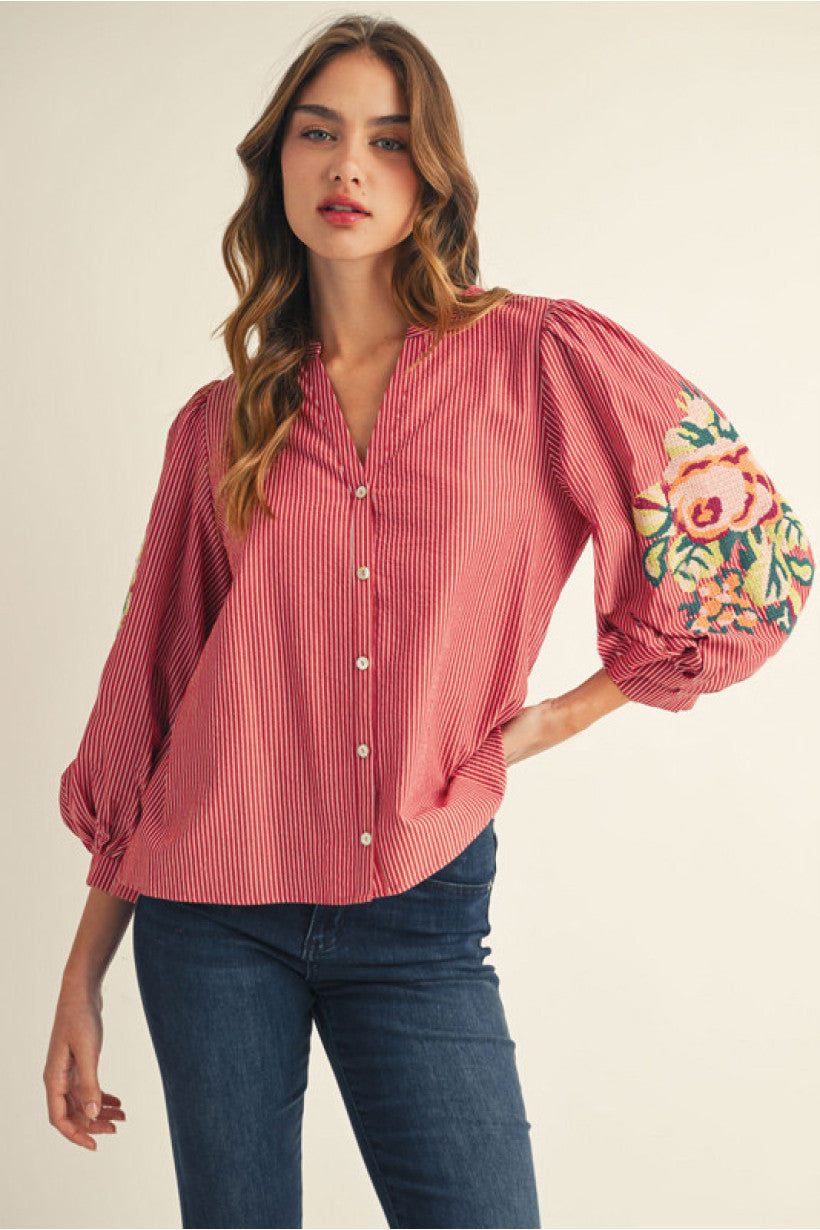Red Puff Sleeve Top