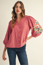 Red Puff Sleeve Top