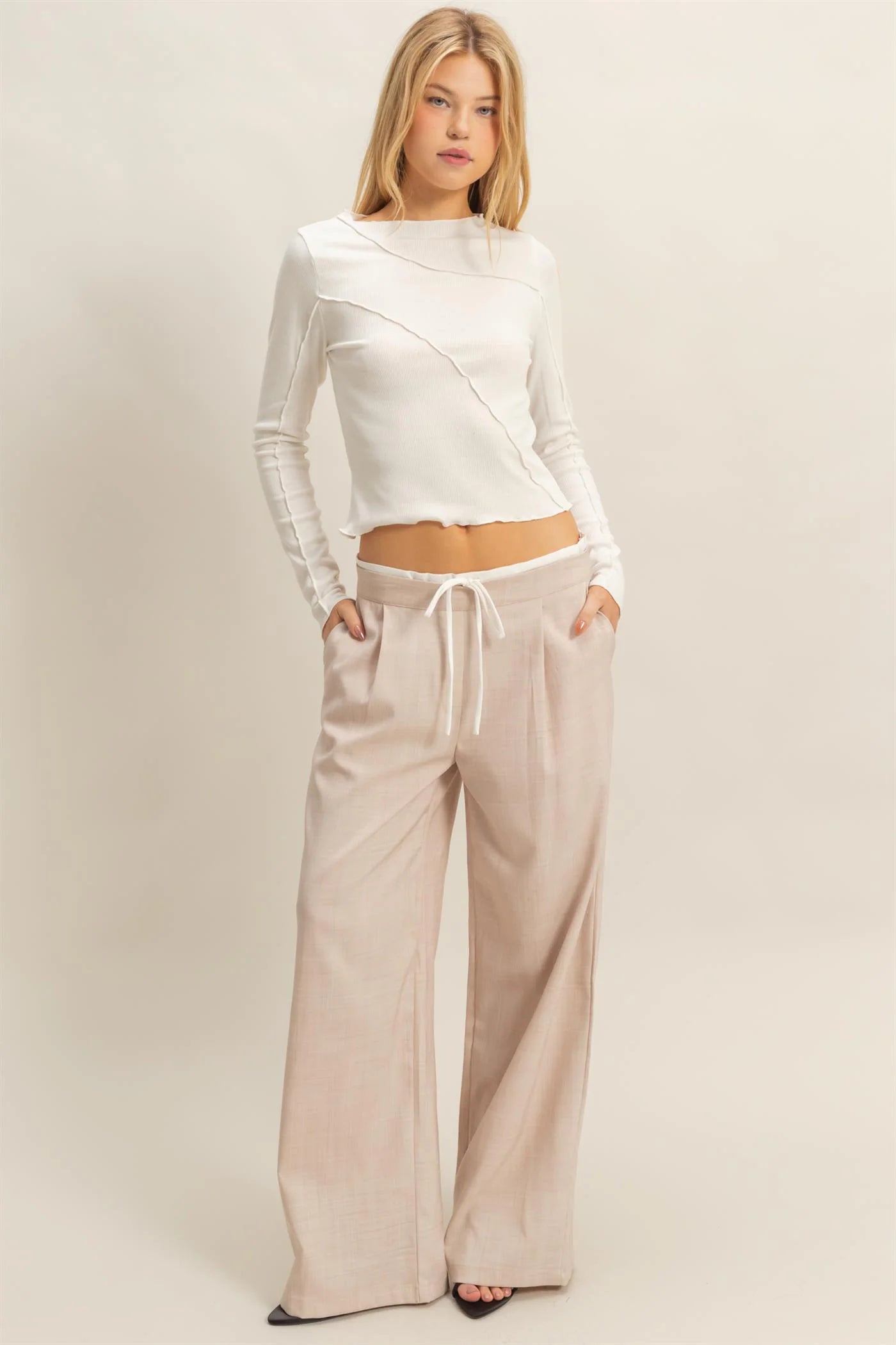 Off White Asymmetrical Fitted Top