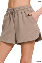 Scuba Cocoa Elastic Waistband Shorts