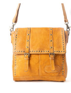 Myra Western Rune Leather Crossbody Bag In Orange
