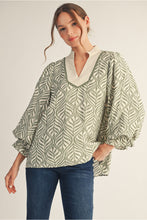 Load image into Gallery viewer, Sage Boho Leaf Print Top
