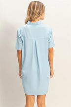 Sky Blue Shirt Dress