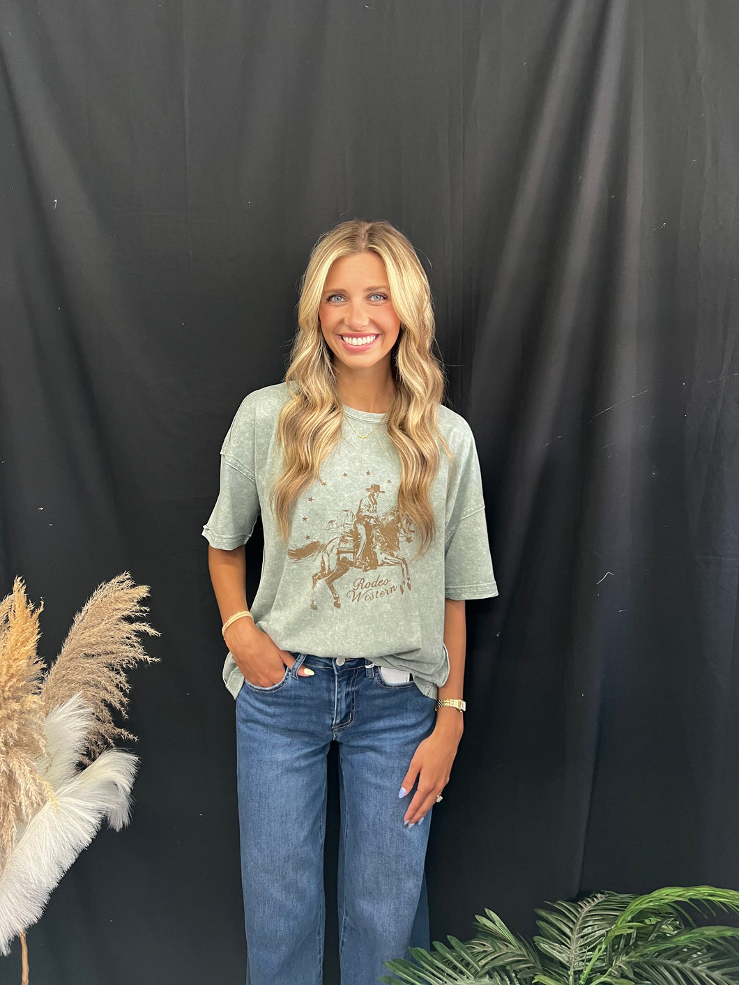 Olive Rodeo Western Tee
