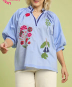 Periwinkle Floral Embroidered Top