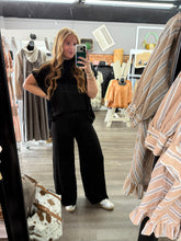 Load image into Gallery viewer, Black Ribbed Mock Neck Set
