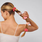 Ruched Satin Scrunchies 5pc Set - Assorted Cherry Blossom