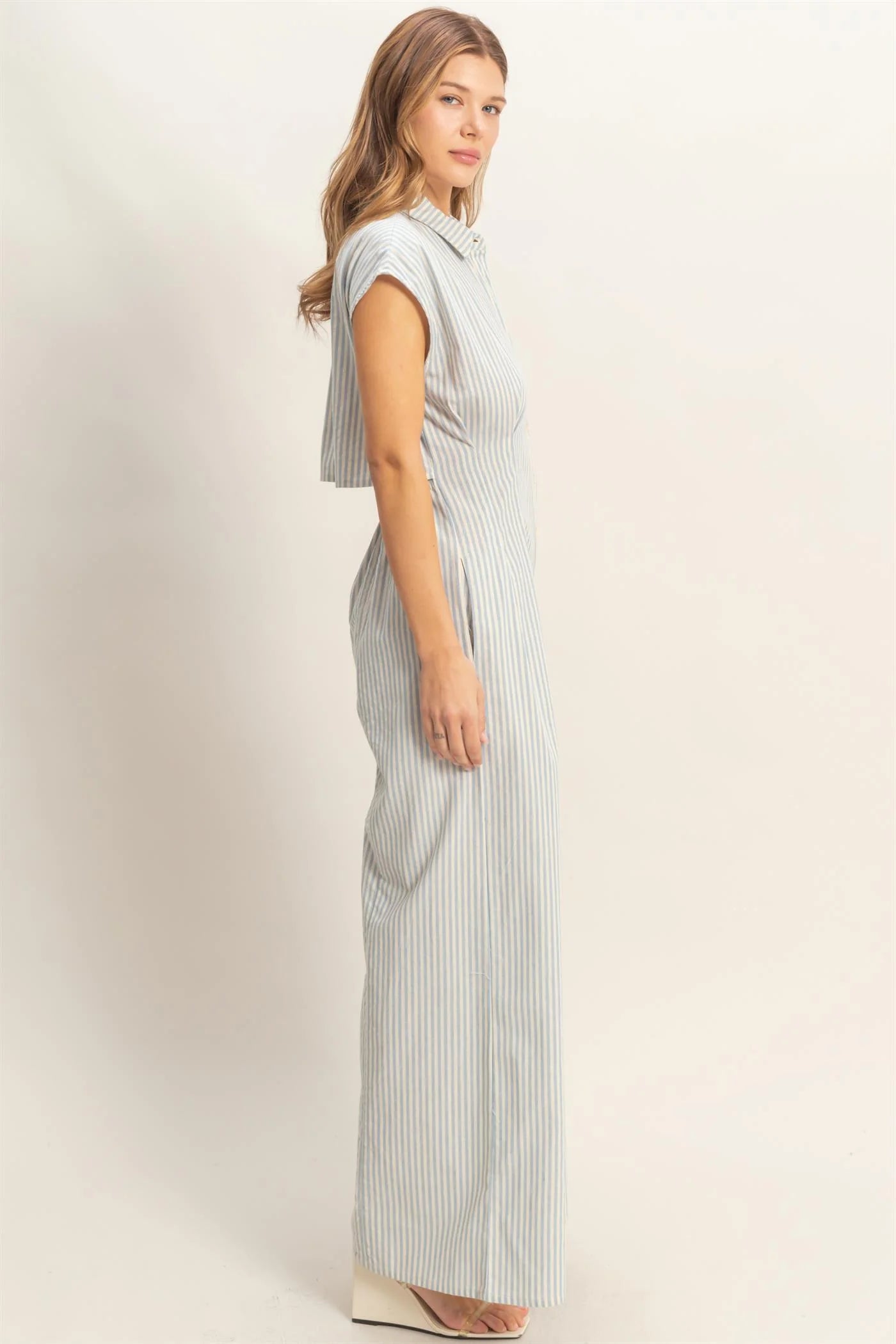 Blue Striped Jumpsuit