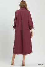 Curvy Merlot 3/4 Sleeve Midi Dress