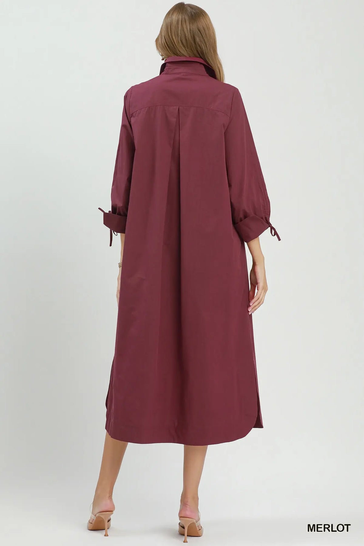 Curvy Merlot 3/4 Sleeve Midi Dress