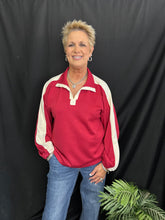 Load image into Gallery viewer, Burgundy Collared Long Sleeve Top

