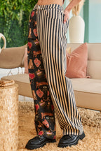 Mixed Graphic Wide Leg Pants