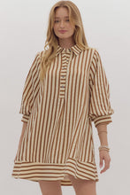 Load image into Gallery viewer, Brown Striped Seersucker Dress
