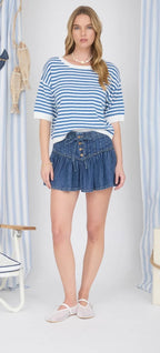 Blue Stripe Knit Sweater