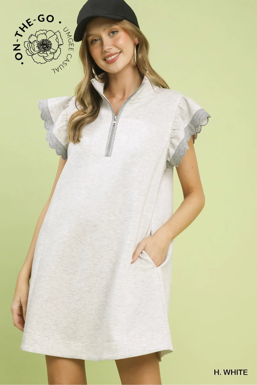 Heather White Flutter Sleeve Dress