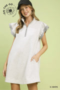 Heather White Flutter Sleeve Dress