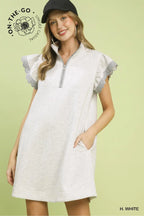 Heather White Flutter Sleeve Dress