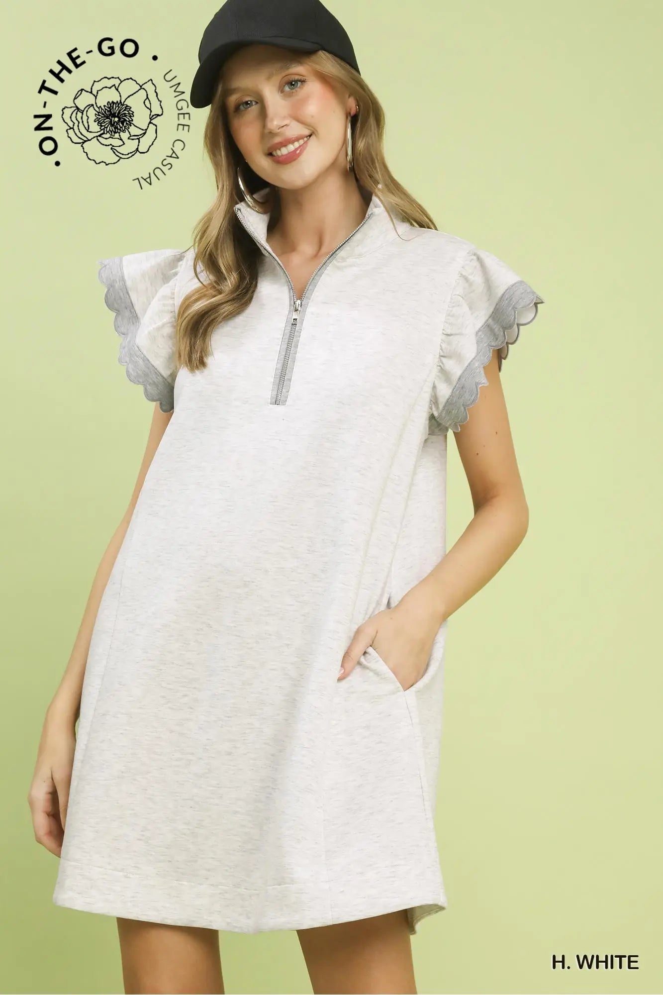 Heather White Flutter Sleeve Dress