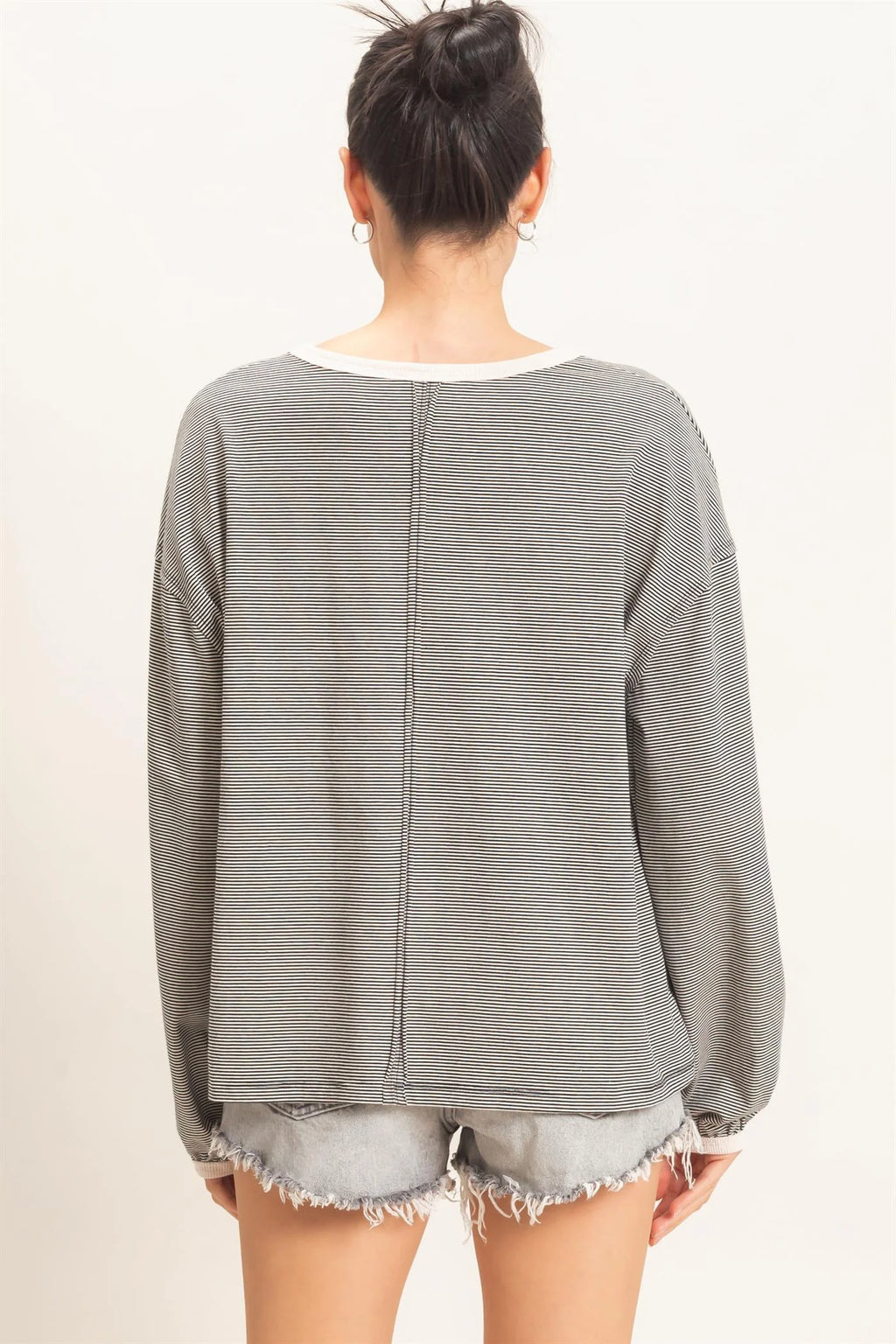 Black Thin Striped Top