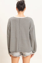Black Thin Striped Top