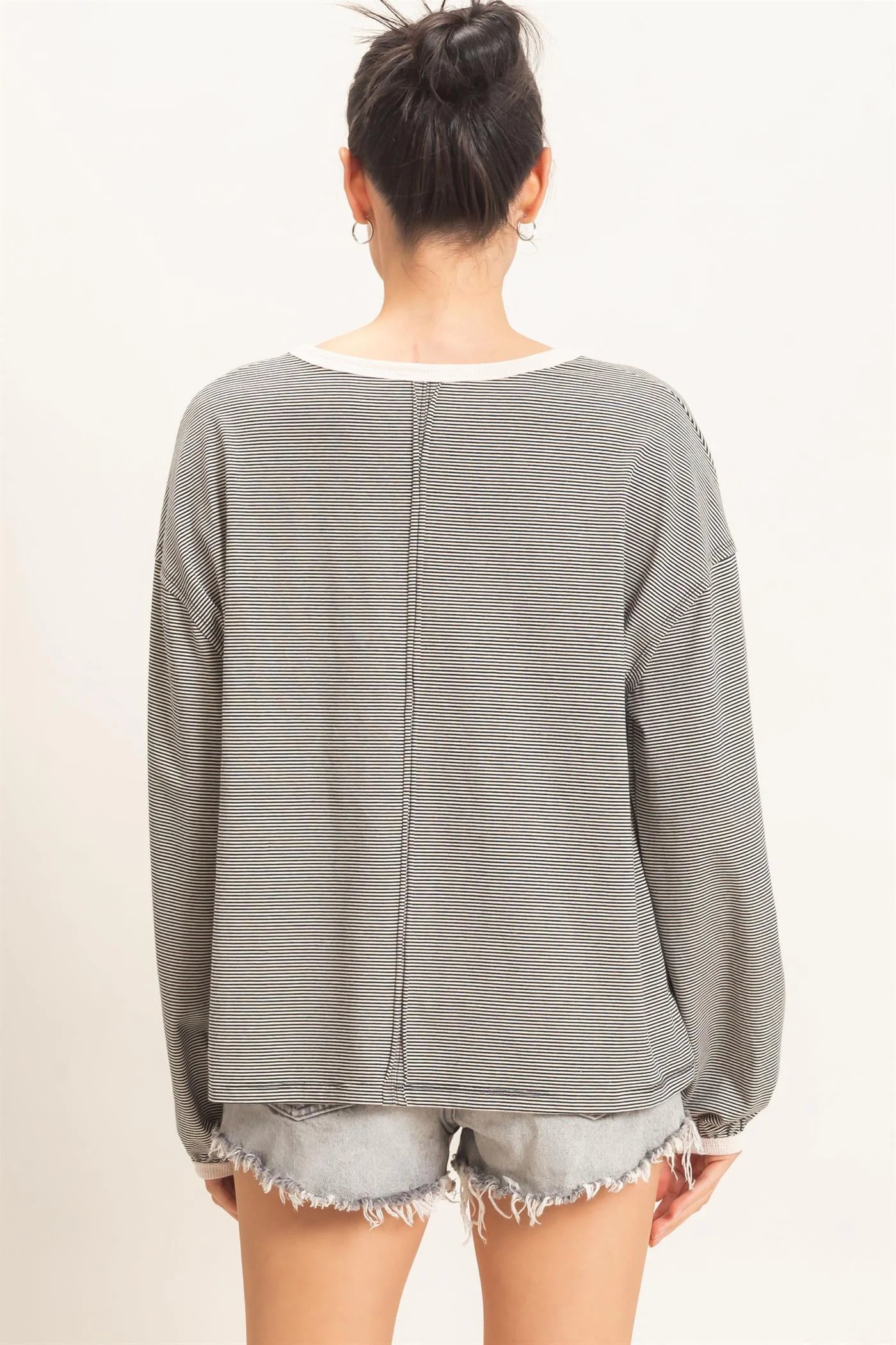 Black Thin Striped Top