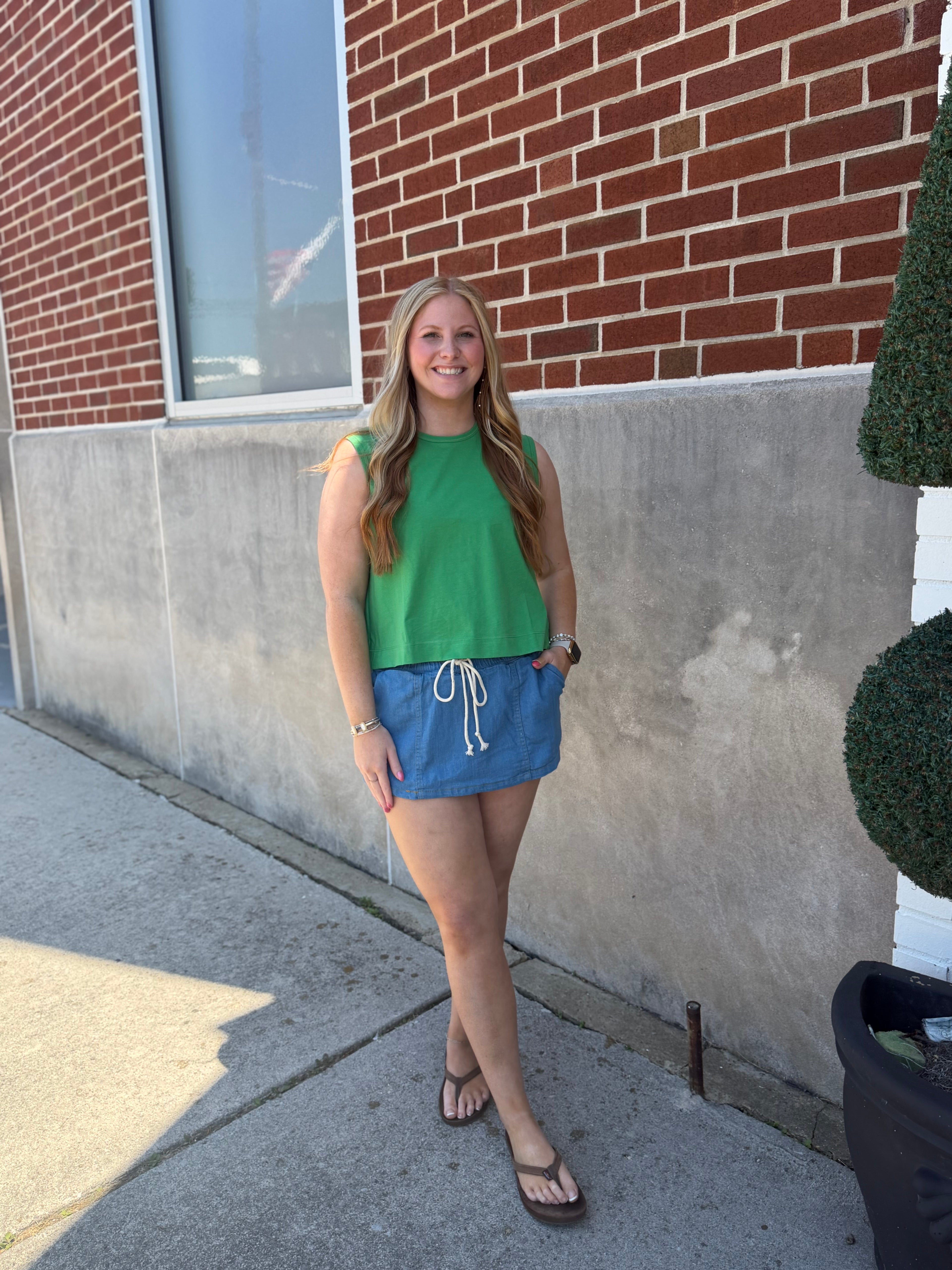 Green Flowy Tank