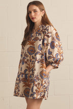 Cream Floral VNeck Dress