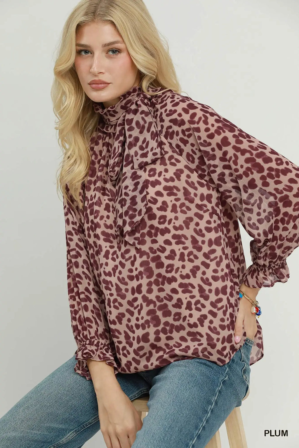 Plum Animal Print Top
