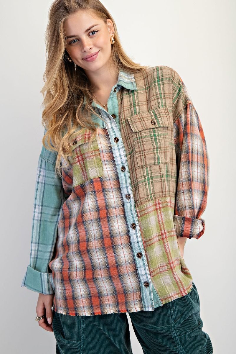 Sage Combo Plaid Shirt