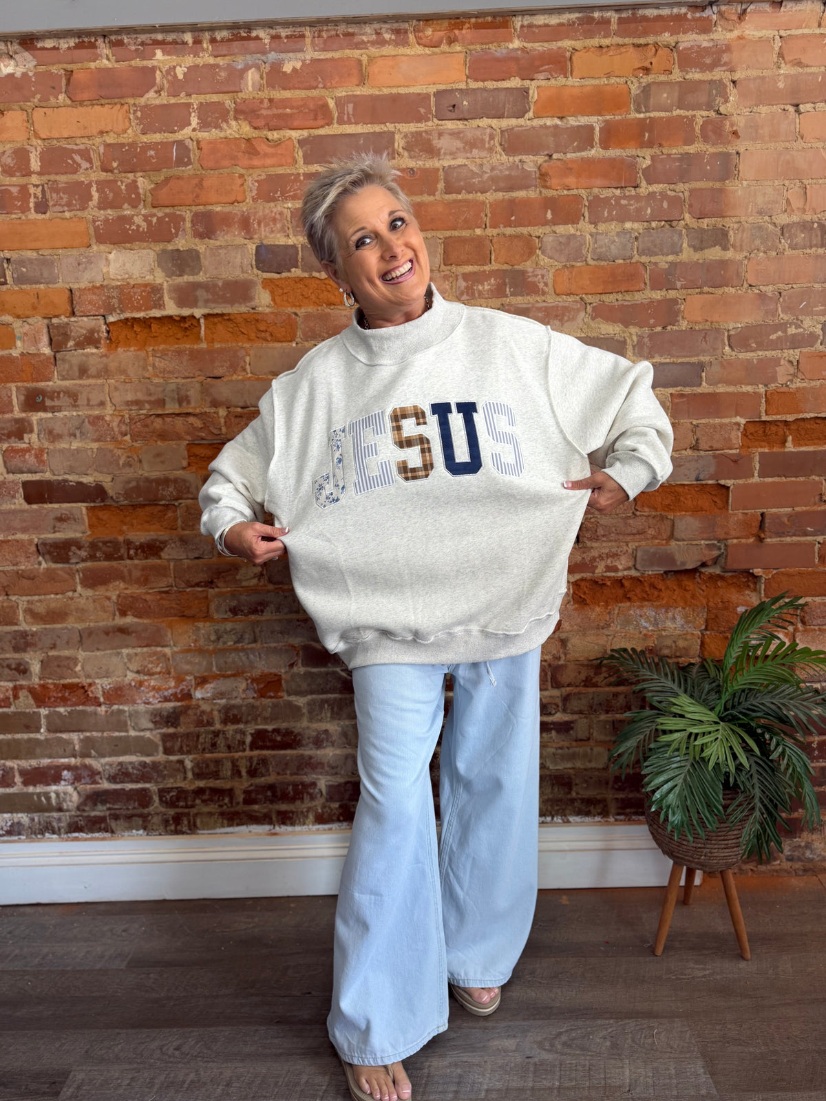 Jesus- Mockneck Patchwork
